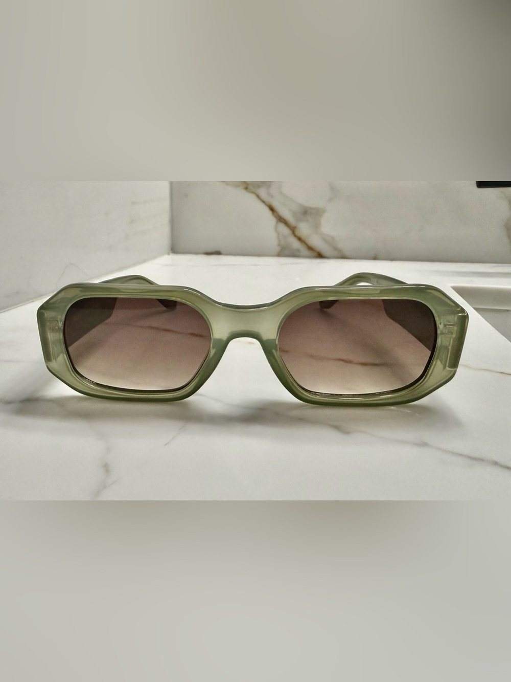 Quay Australia Olive Green Rectangular Sunglasses